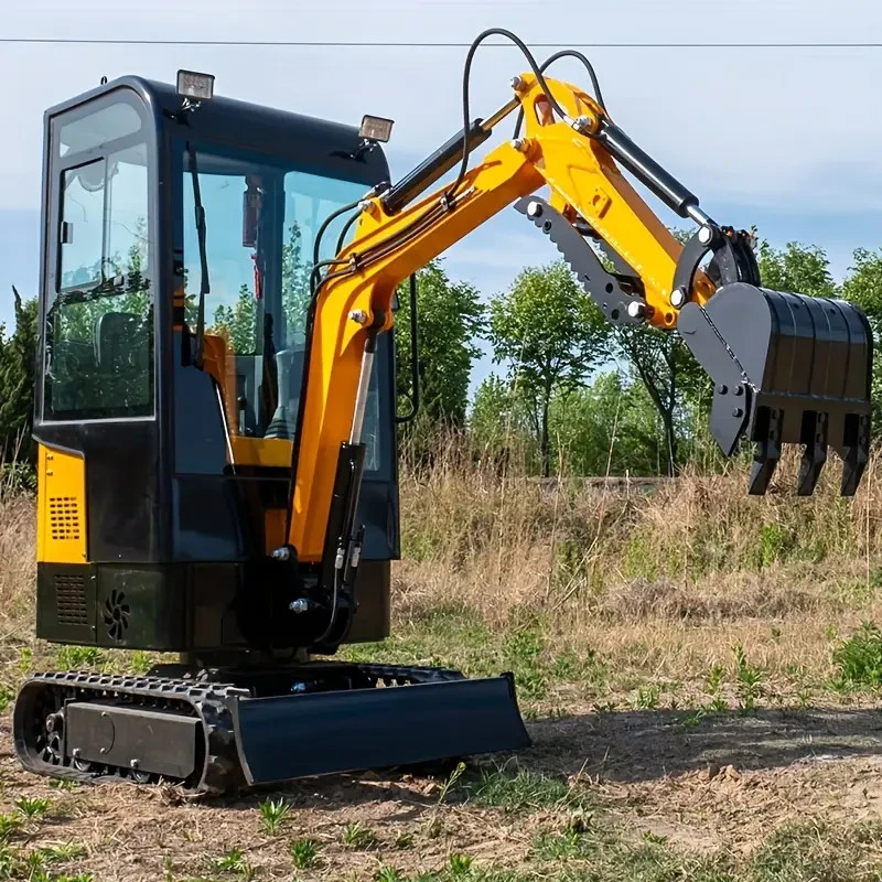 Enclosed cab 1.2Ton Mini Excavator With 9 Attachments Kit 13.5hp Mini Digger