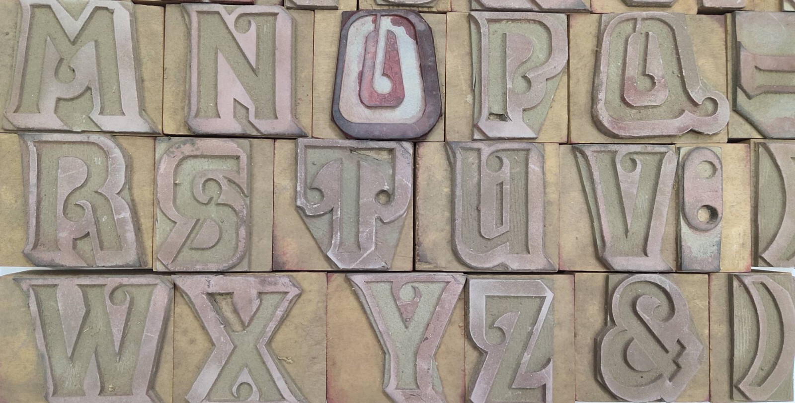 34 Pieces A To Z Letterpress Wood/Wooden Hand-Carved Matrices for Type English