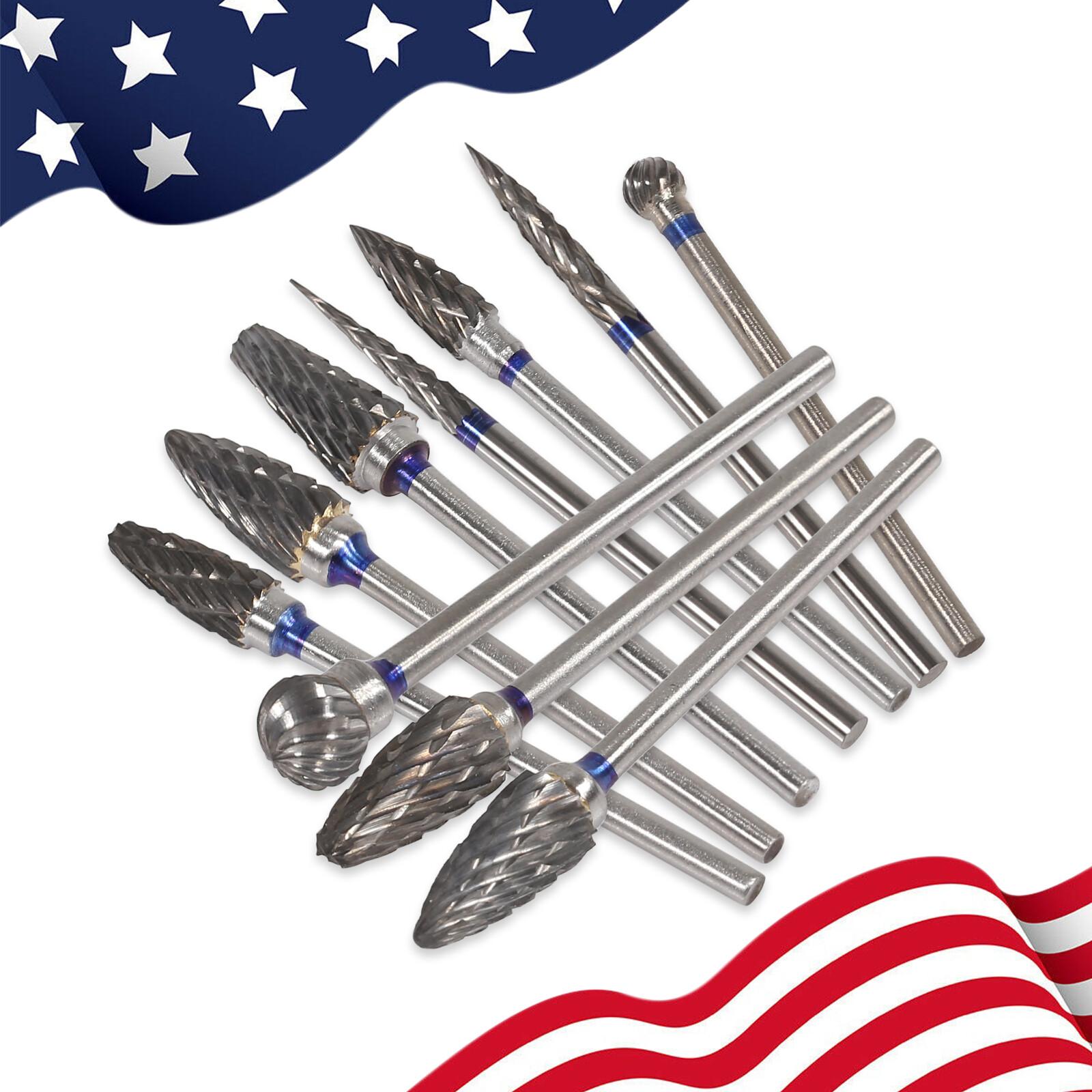 10 Pcs Dental Lab Tungsten Steel Carbide Burs Polishing Bur Drills HP 2.35mm Kit