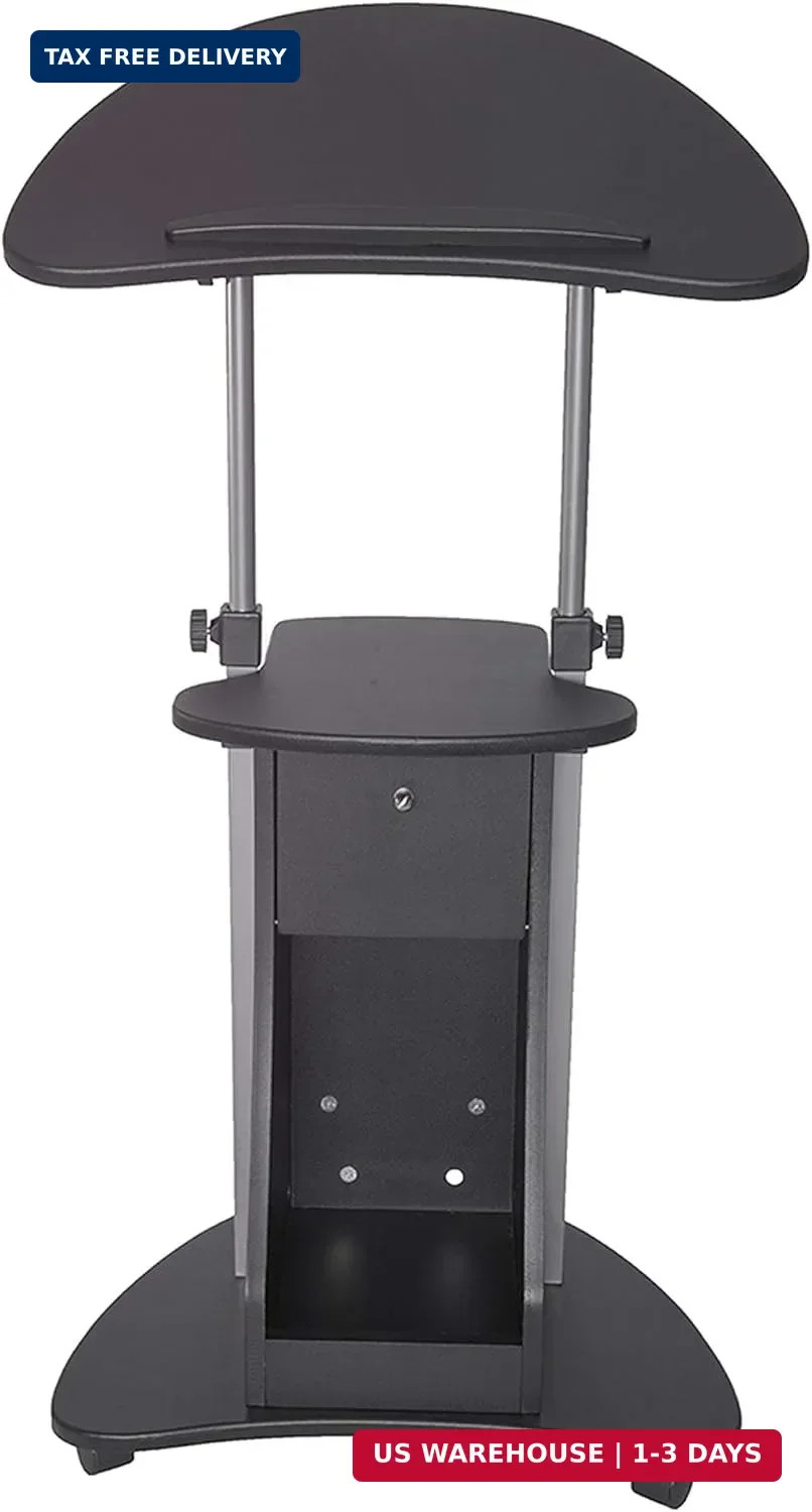 Techni Mobili Sit-to-Stand Mobile Medical Laptop Computer Cart, Black, Adjustabl