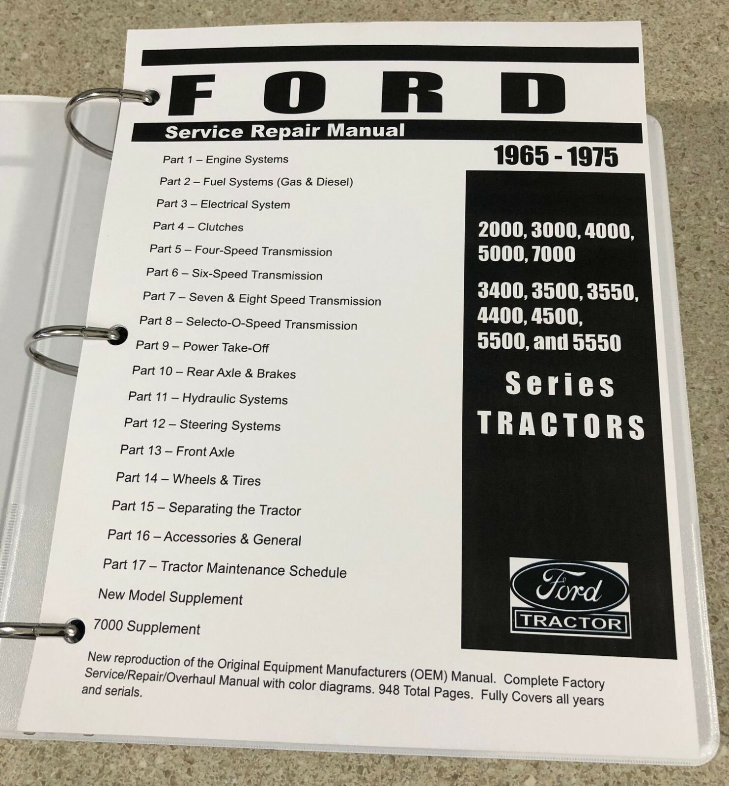 3000 Ford Tractor Technical Service Shop Repair Manual HUGE 948pgs COLOR charts