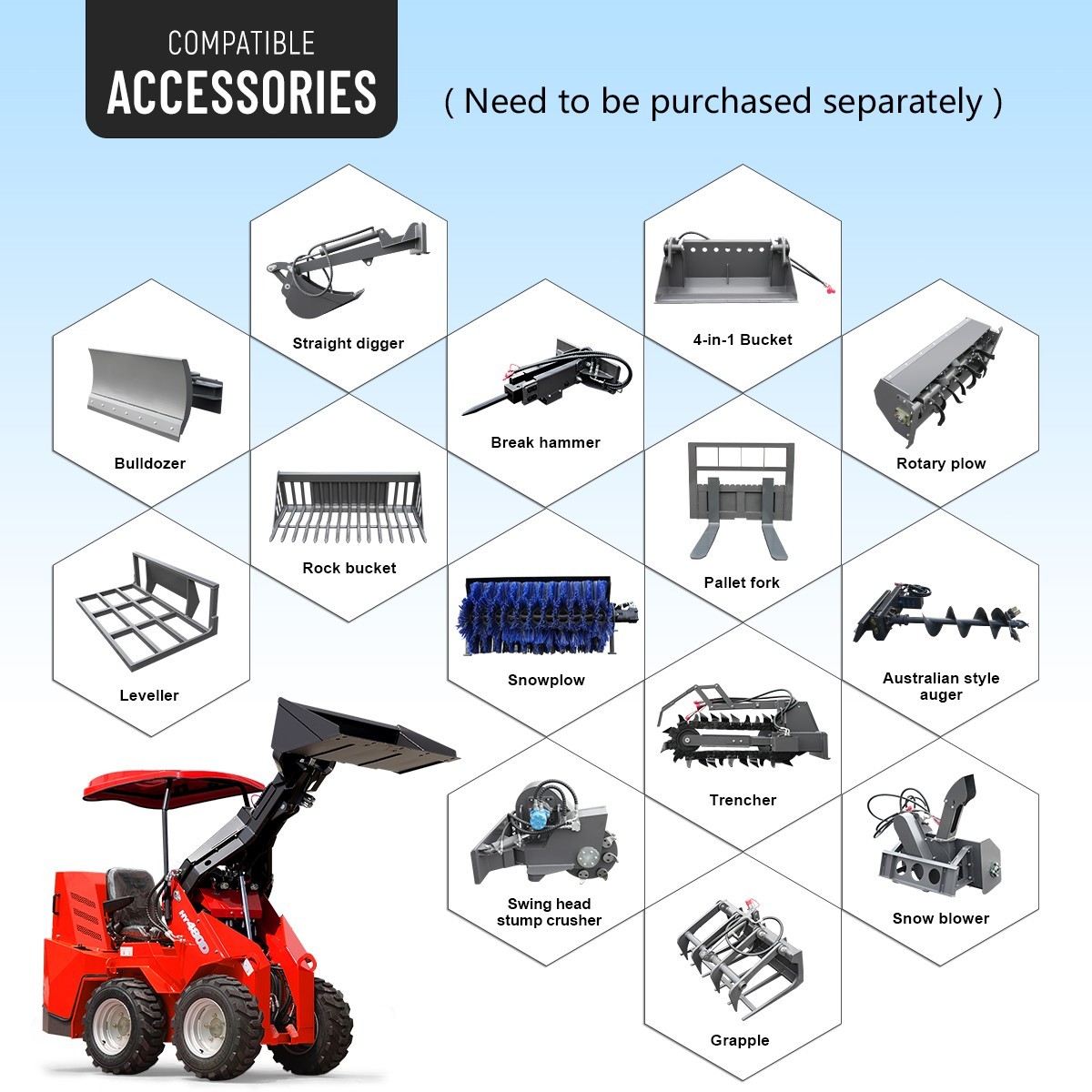 HUAYEE Mini Excavator HY12C Tracked Digger Free Ship