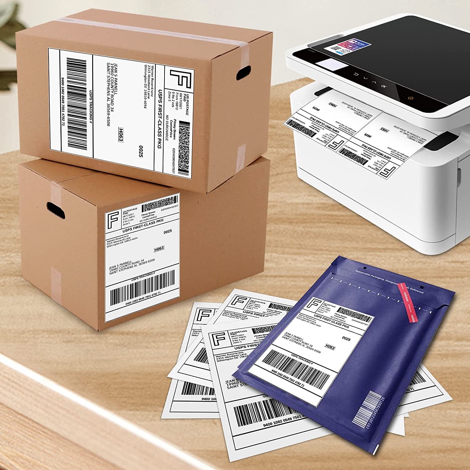 1000 Premium 8.5″ X 5.5″ Half Sheet Self Adhesive Shipping Labels 2 Per Sheet