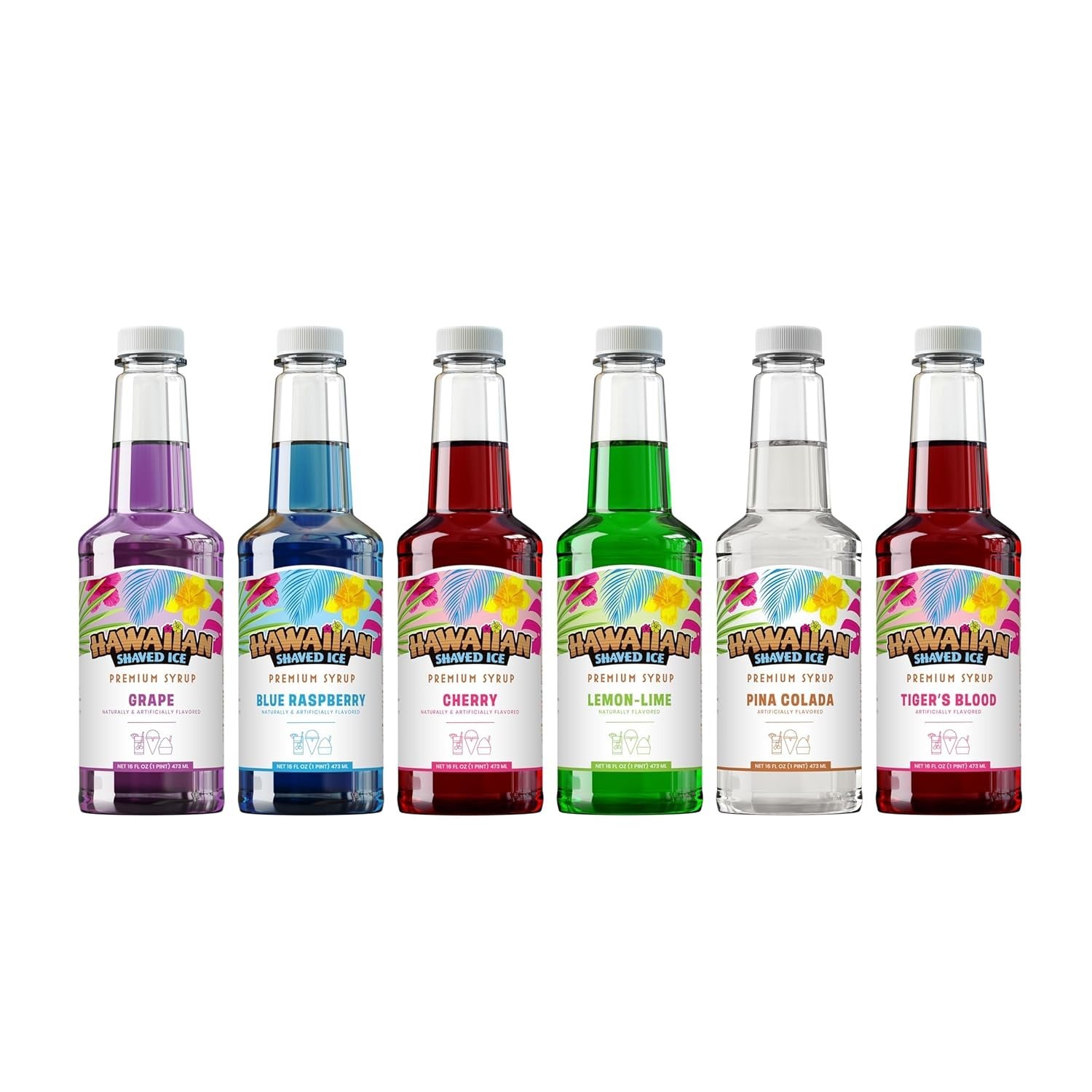 16oz Syrup Variety Pack: Cherry, Grape, Blue Raspberry & More – 96oz Total!