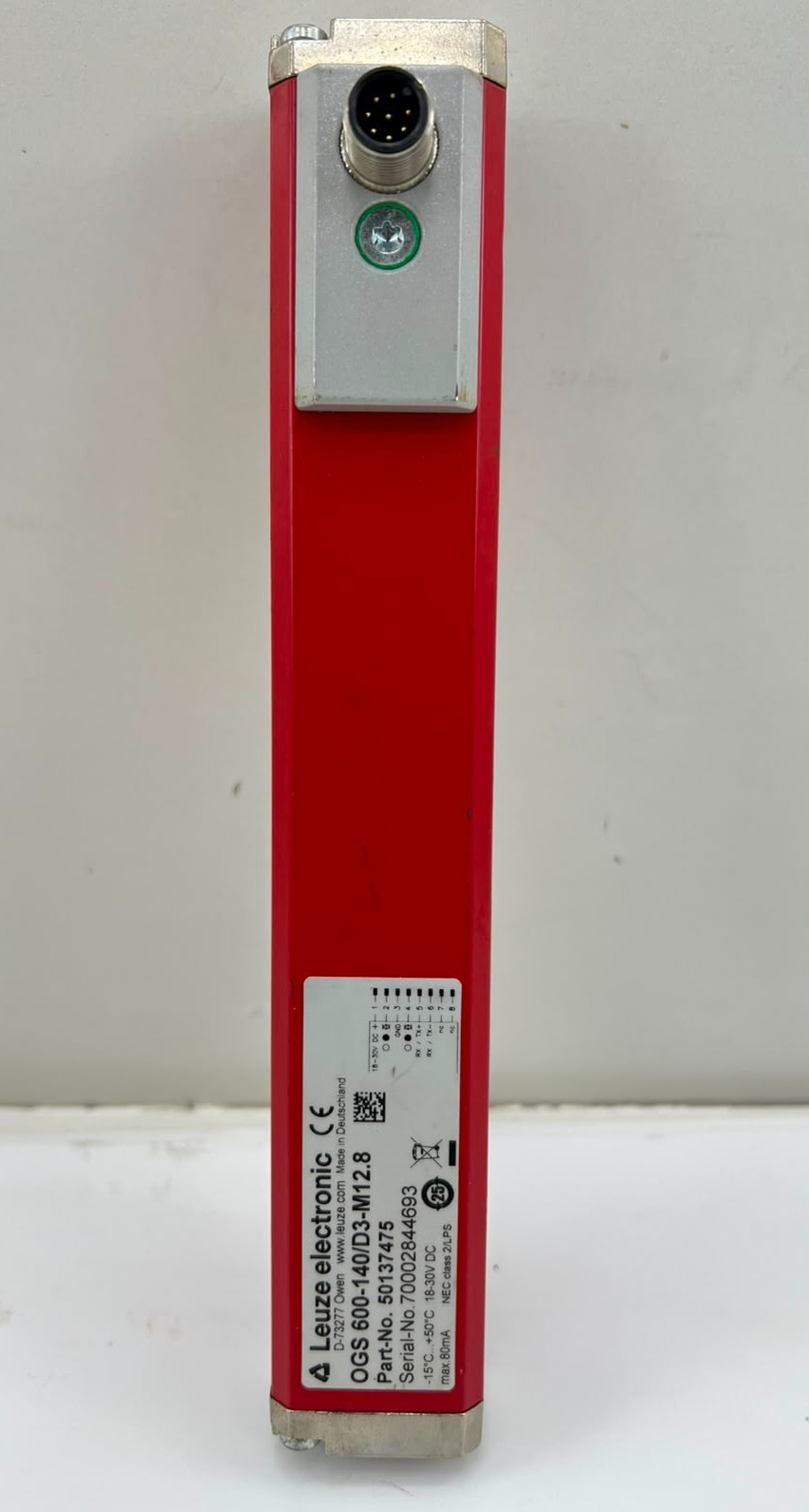 LEUZE ELECTRONIC OGS 600-140/D3-M12.8 P/N:50137475 OPTICAL GUIDANCE SENSOR