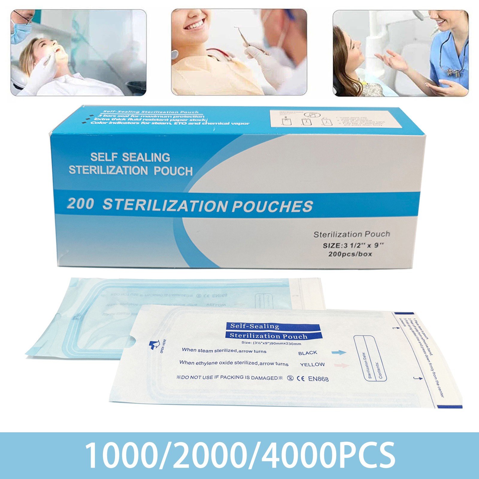 1000/4000x Self Sealing Sterilization Pouches Pouch Autoclave Sterilizer Bags