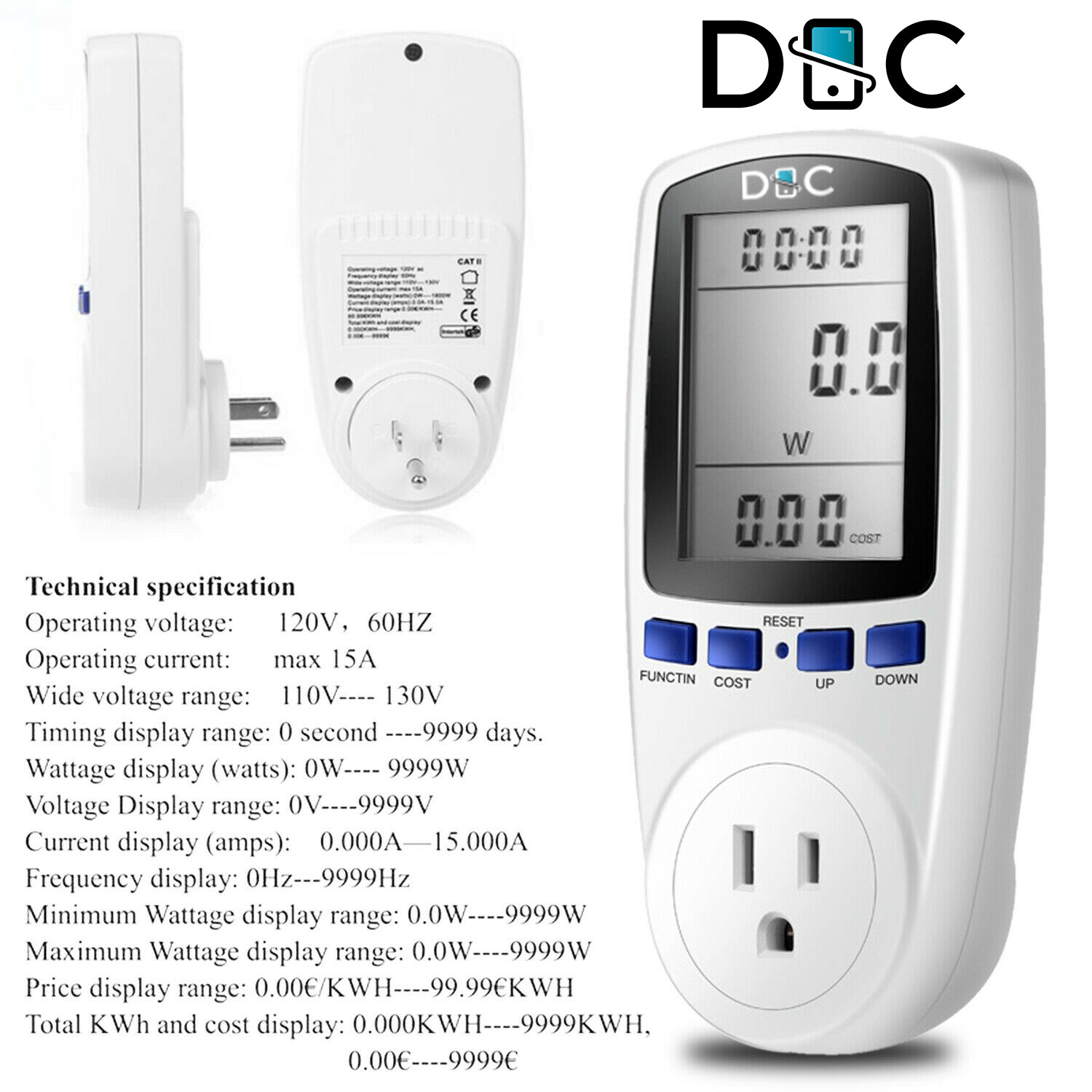 Digital Power Saving Energy Monitor Watt Amp Volt KWh Meter Electricity Analyzer