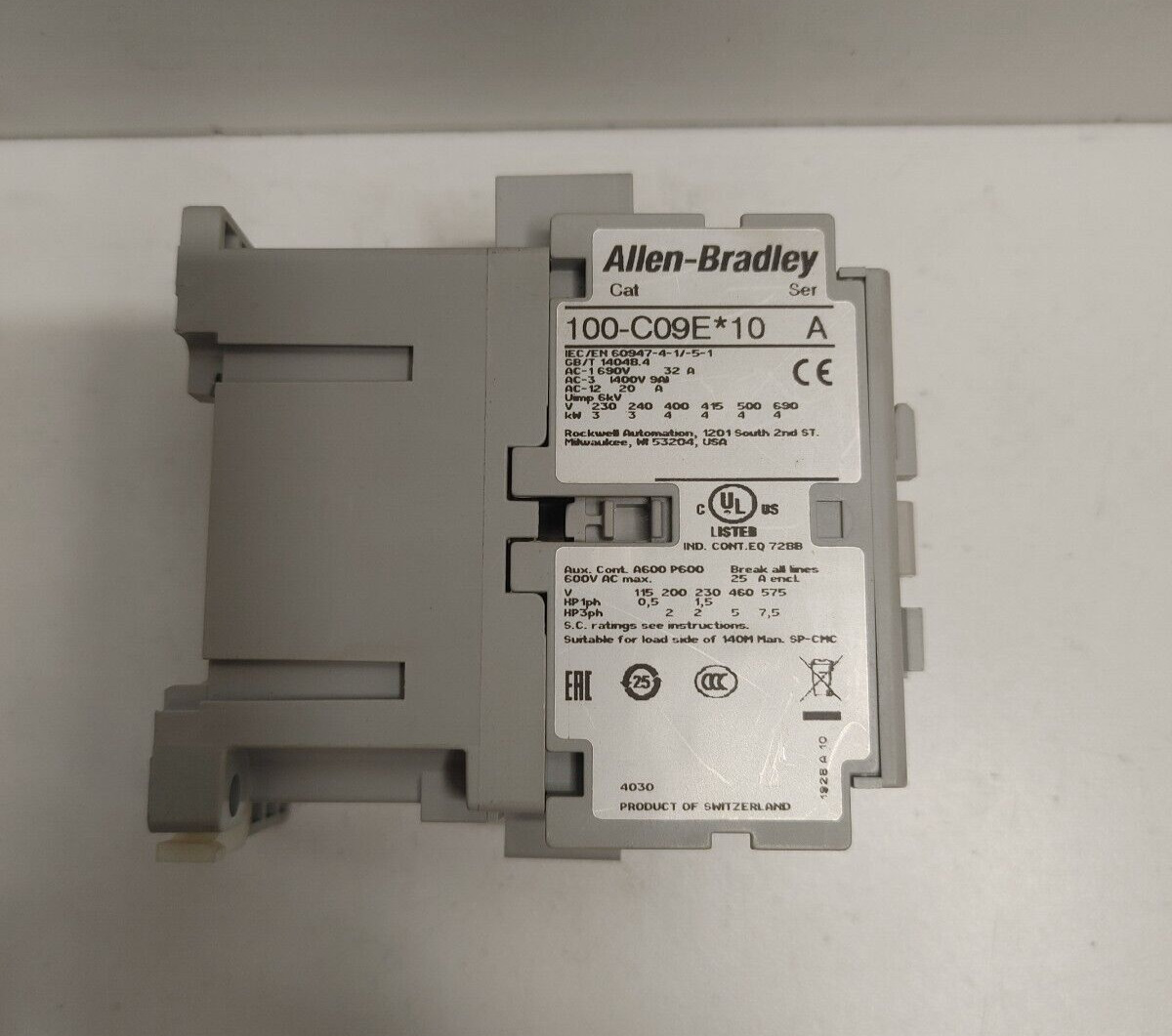 GUARANTEED! ALLEN-BRADLEY SER.A 1NO 24V COIL CONTACTOR 100-C09E*10 / 100-C09EJ10