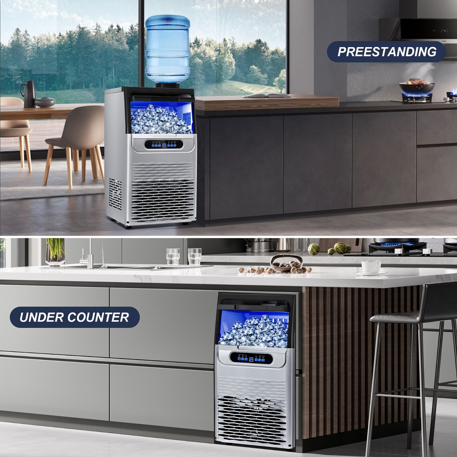 Commercial Ice Maker 150lbs Stainless Steel Built-in Cube Machine Bar Restaurant