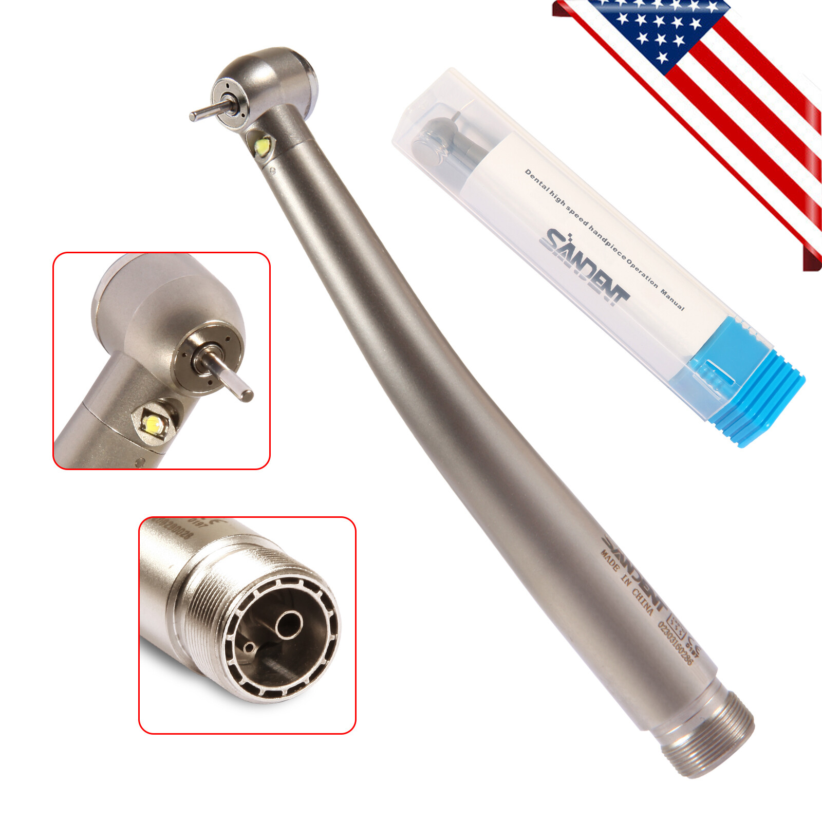 Pieza de mano LED turbina alta velocidad fibra óptica dental estilo NSK 2 Holes