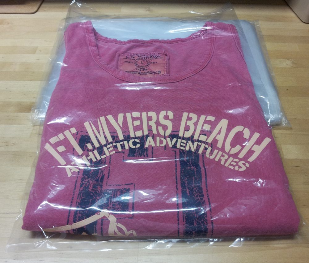 9″ x 12″ Poly Clear Plastic T-Shirt Apparel Bags 1 Mil 2″ Back Flap Lock 10-1000