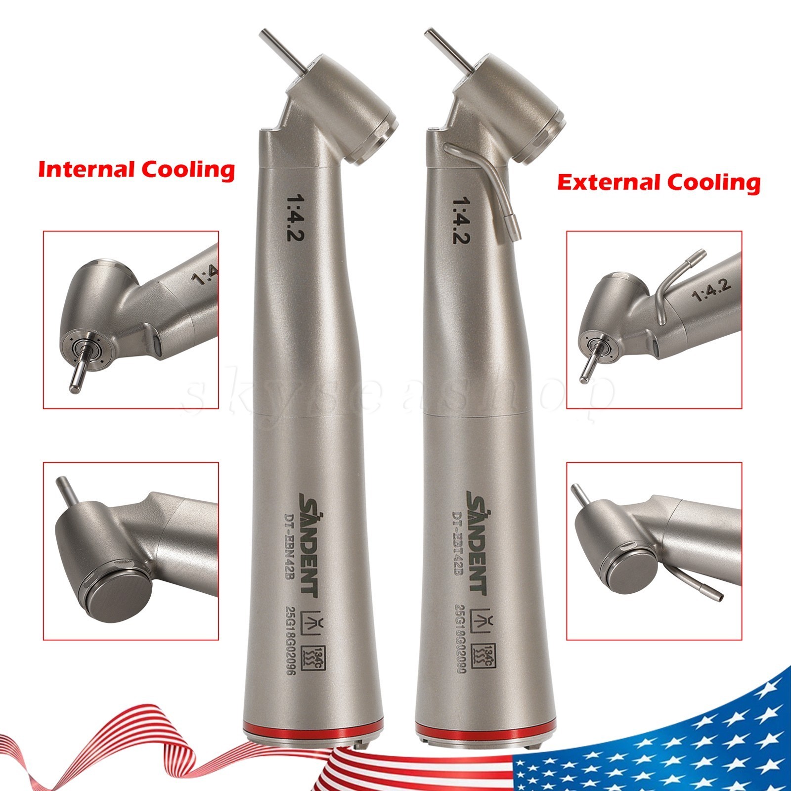 Dental 1:4.2 45° Fiber Optic Contra Angle Electric Surgical Handpiece For NSK US