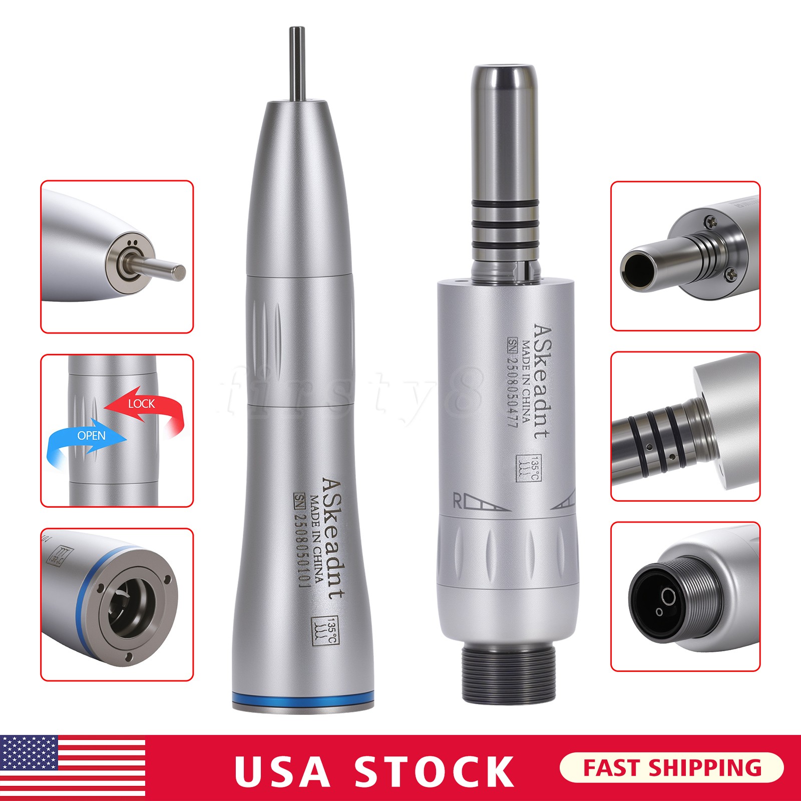 Dental Slow Low Speed Handpiece Push Contra Angle/Air Motor NSK Style 2/4 Holes