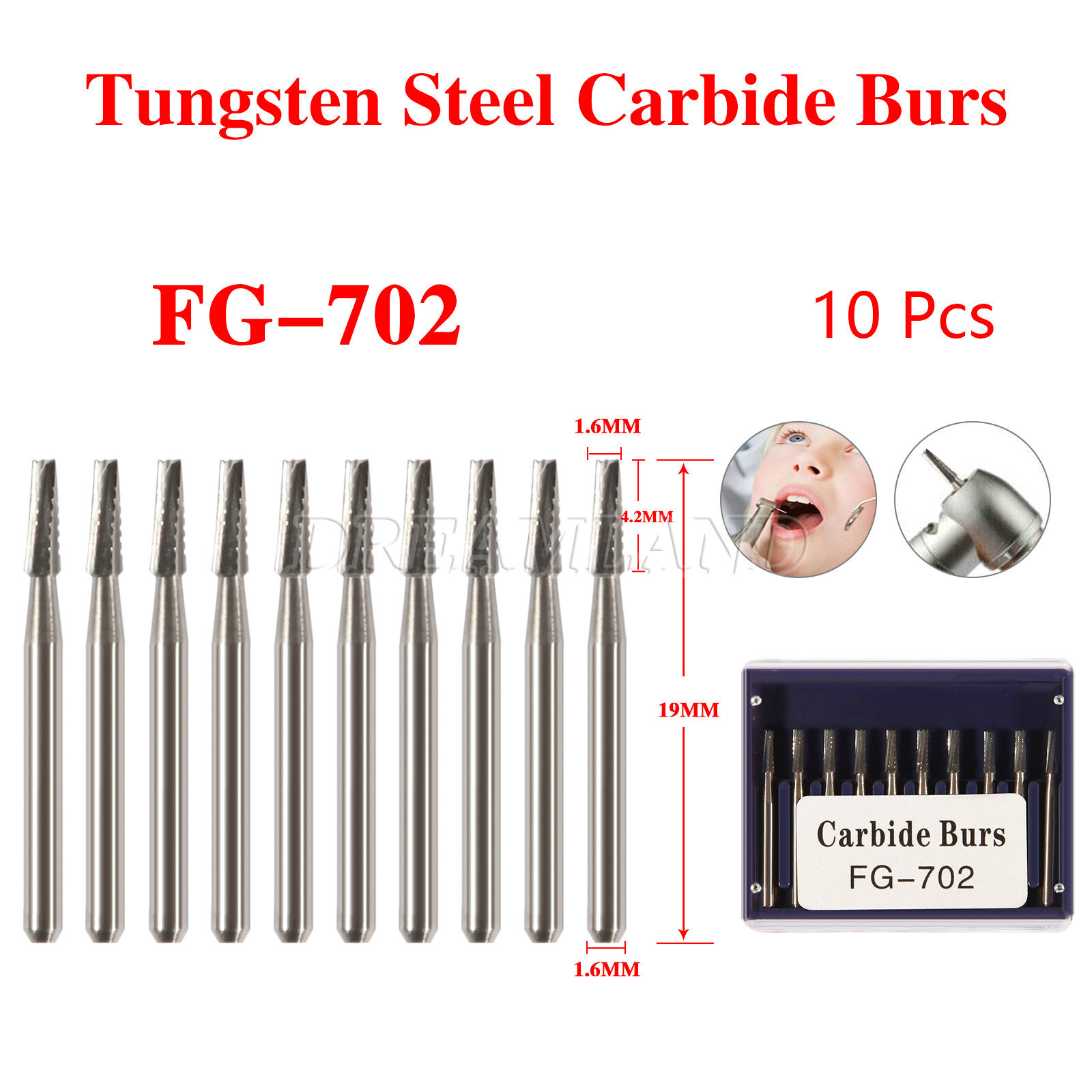Carbide Bur FGOS702 Friction Grip FG 702 Made in China 10-100 Burs