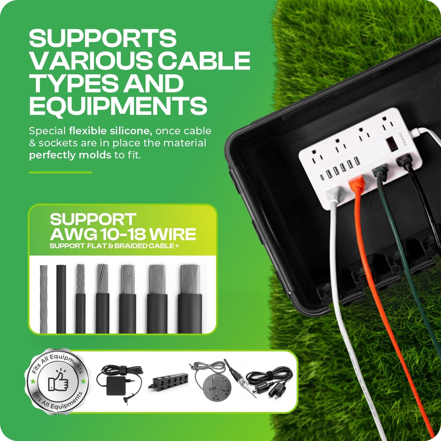 Weatherproof Power Cord Connection Box for Indoor and Outdoor Use, Medium Size