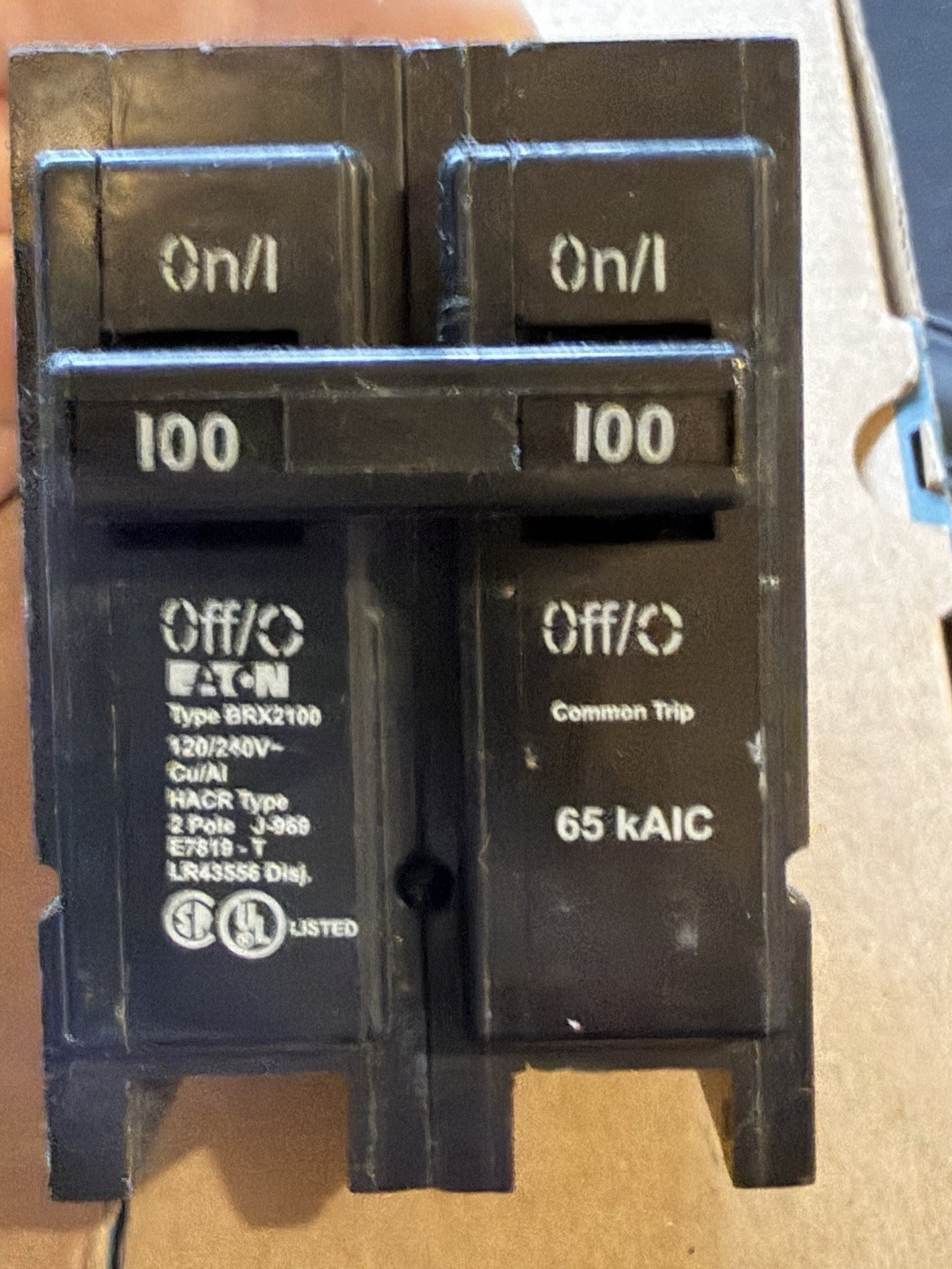 Eaton BRX2100 , 120/240V, Two-Pole Thermal Magnetic Circuit Breaker