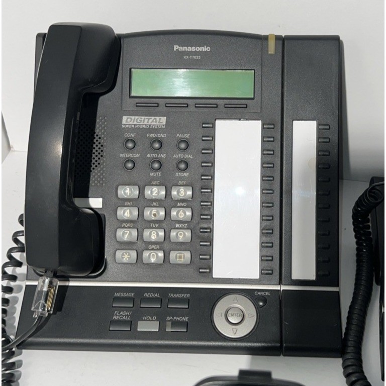 Lot of 3 Panasonic KX-T7633 Digital + KX-T7603 Add-On Key Module Telephone Black
