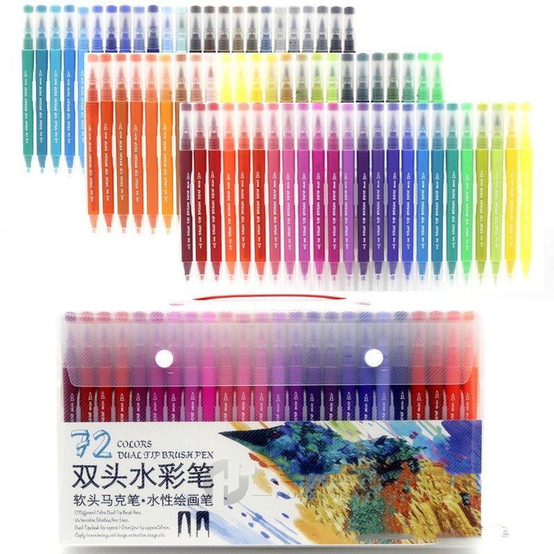 100 Colors Watercolor Dual Tip Brush Marker Pen Fineliner Ar