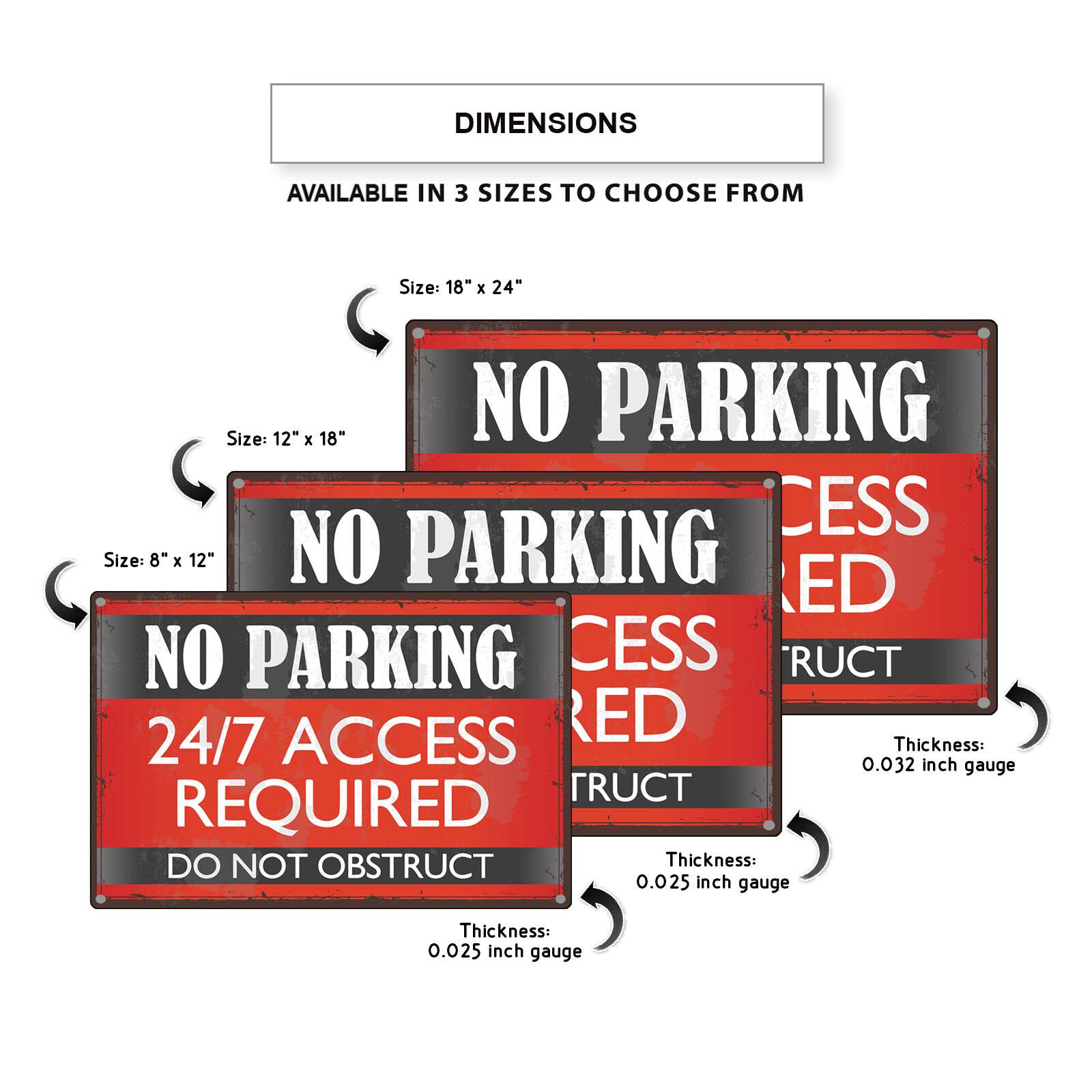 No Parking 24/7 Access Required Do Not Obstruct Vintage Décor Aluminum Sign