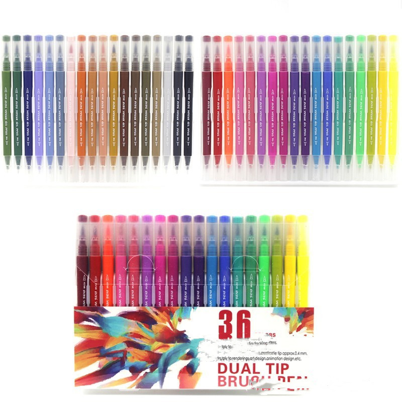 100 Colors Watercolor Dual Tip Brush Marker Pen Fineliner Ar