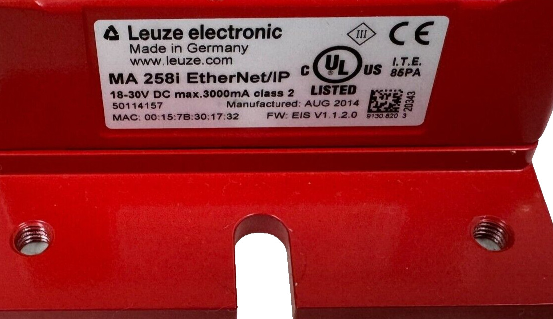 USED LEUZE ELECTRONIC MA 258i ETHERNET/IP INTERFACE UNIT 50114157