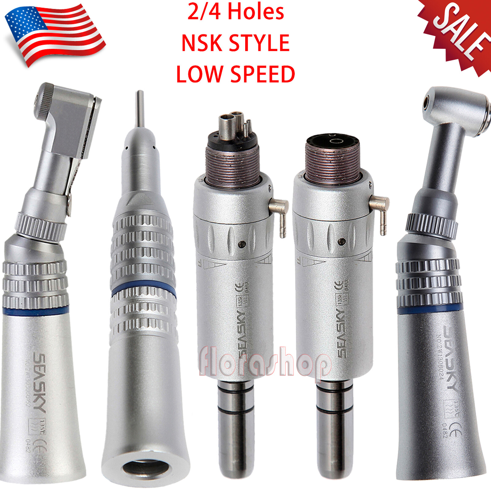 NSK Style Dental Low Speed Handpiece Straight Contra Angle Air Motor 1:1 Attach