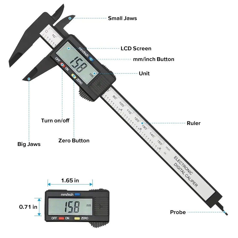 6″ 150mm Digital Caliper Micrometer LCD Gauge Vernier Electronic Measuring Tool