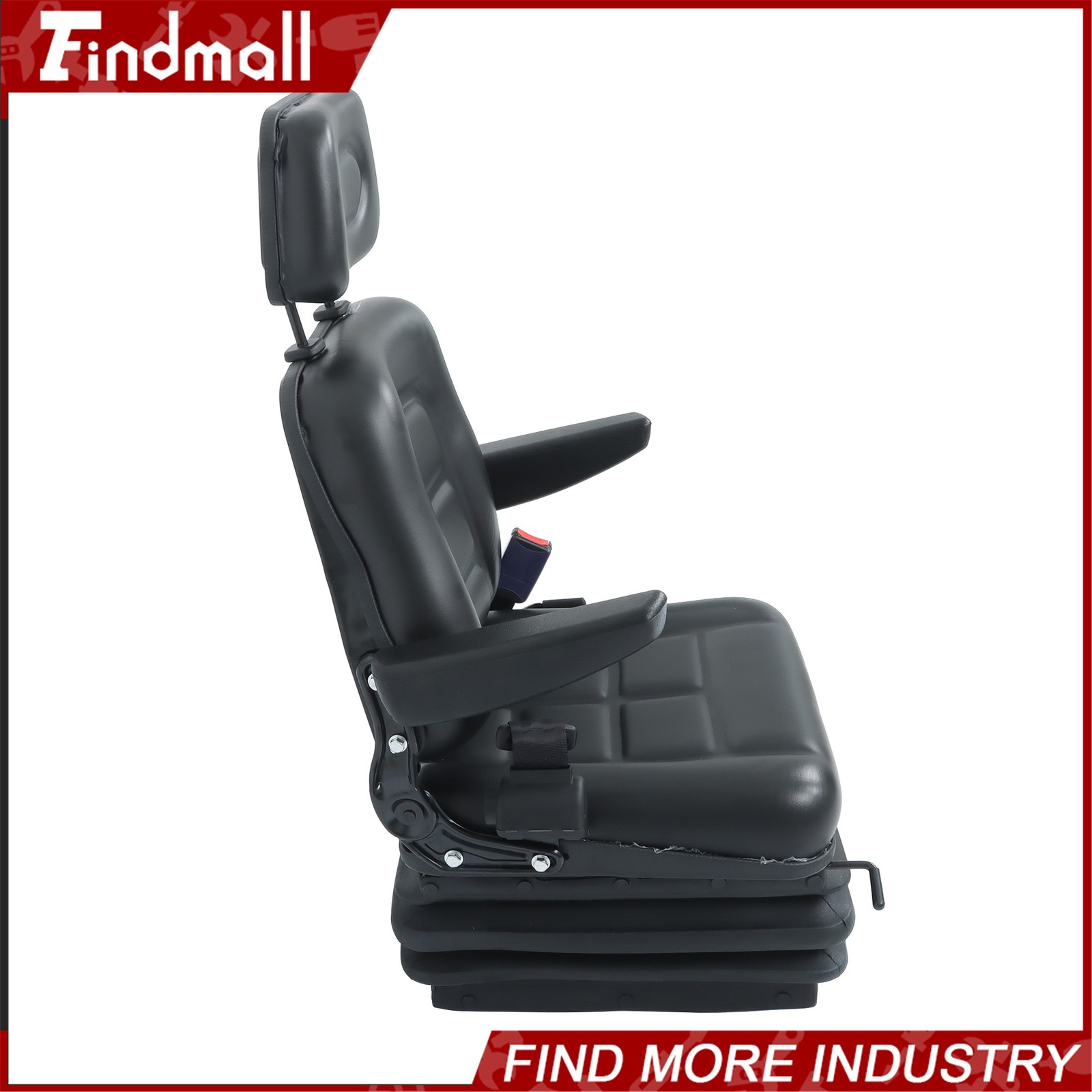 FindmallForklift Tractor Seat Suspension Adjustable Backrest Armrest Safety Belt