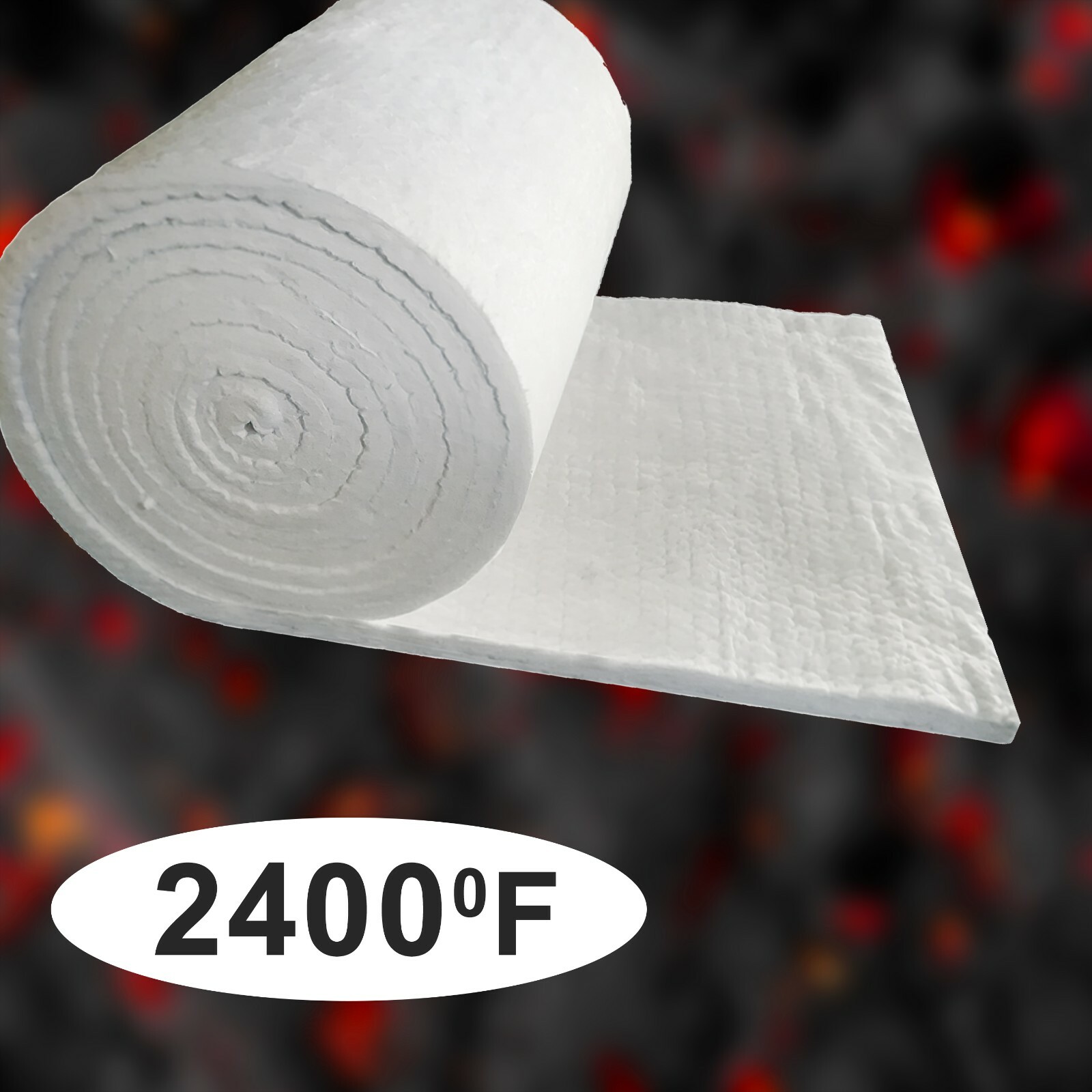 Ceramic Fiber Blanket, 2400F, High Temp Insulation 1″ x 24″ x 25′