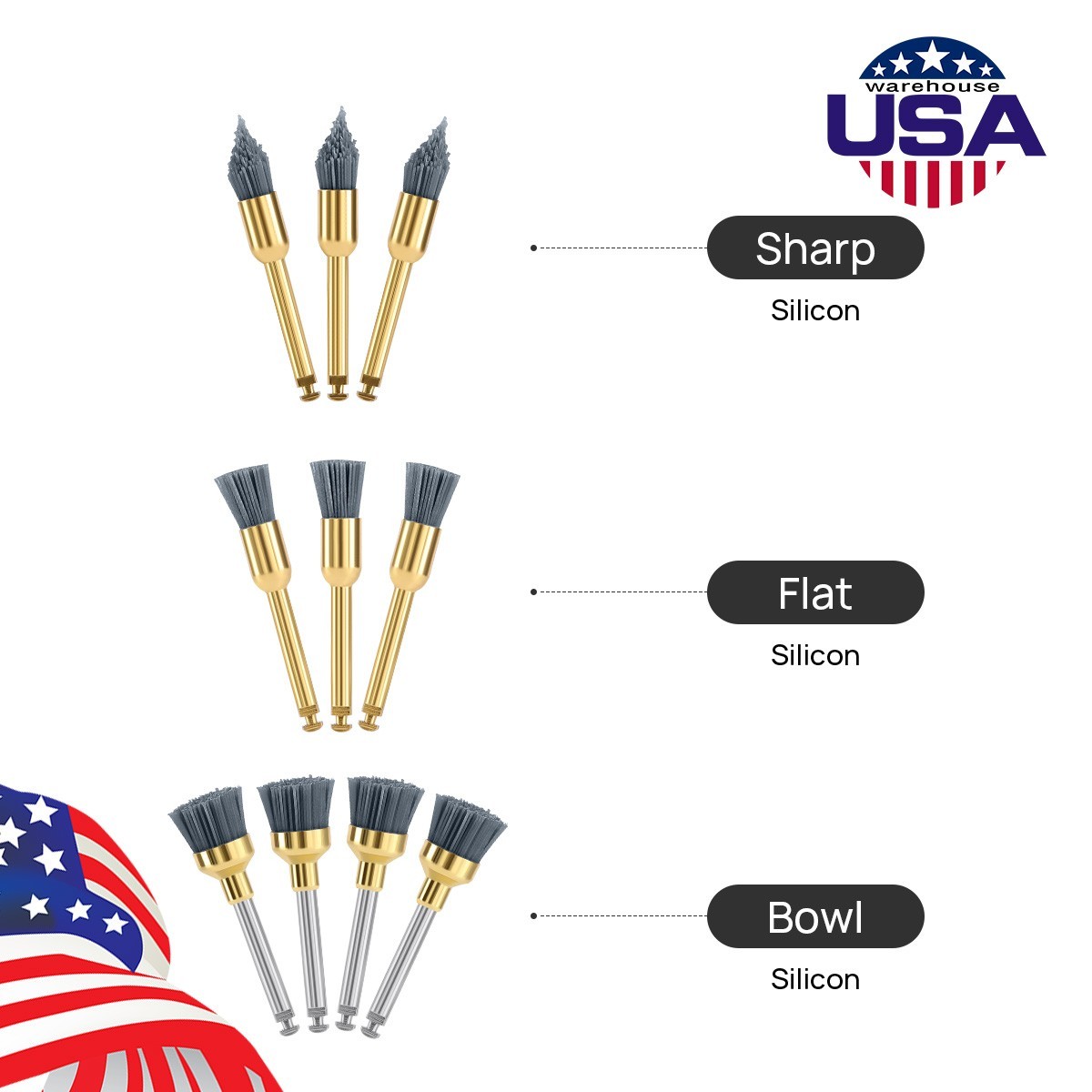 10pcs Dental polishing Brush CA 2.35mm for stain removal and polishing Handpiece
