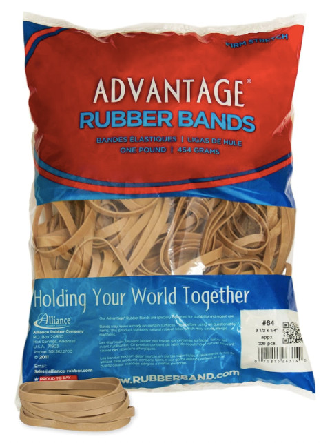Bulk 5 Pounds – Advantage Rubber Bands #26644 Postal Size #64 (3-1/2 x 1/4″)