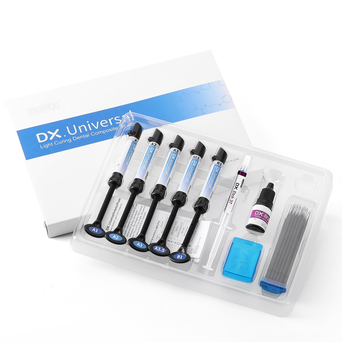 DENTEX Dental Light Cure Composite Resin Syringe Kit Shade A1 A2 A3 A3.5 B1