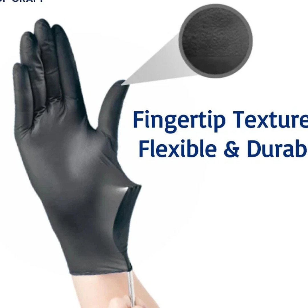 Disposable Nitrile Exam Gloves, 5 Mil Black, Powder-Free Heavy Duty Clean Glove