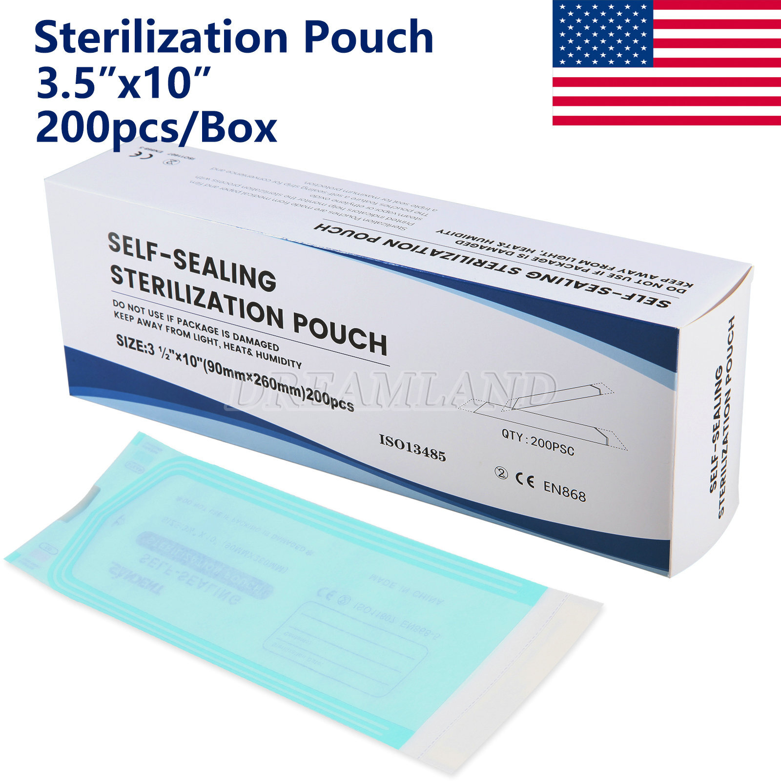 Sterilization Pouches- 3.5 ” x 10 ” Dental Medical Self Seal Pouch Bag 200 Bags