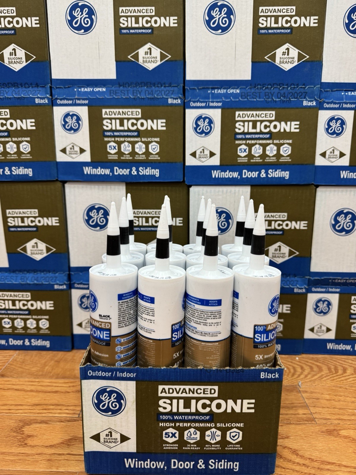 GE 10.1 oz. Black Exterior/Interior Silicone 2-Window Door Sealant (Case of 12)