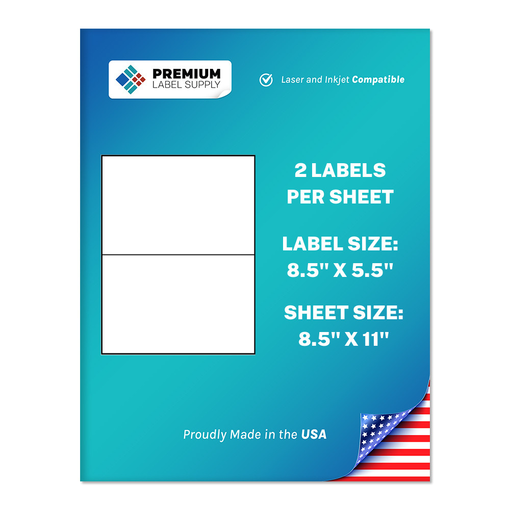 2000 Premium 8.5″ X 5.5″ Half Sheet Self Adhesive Shipping Labels -PLS Brand-