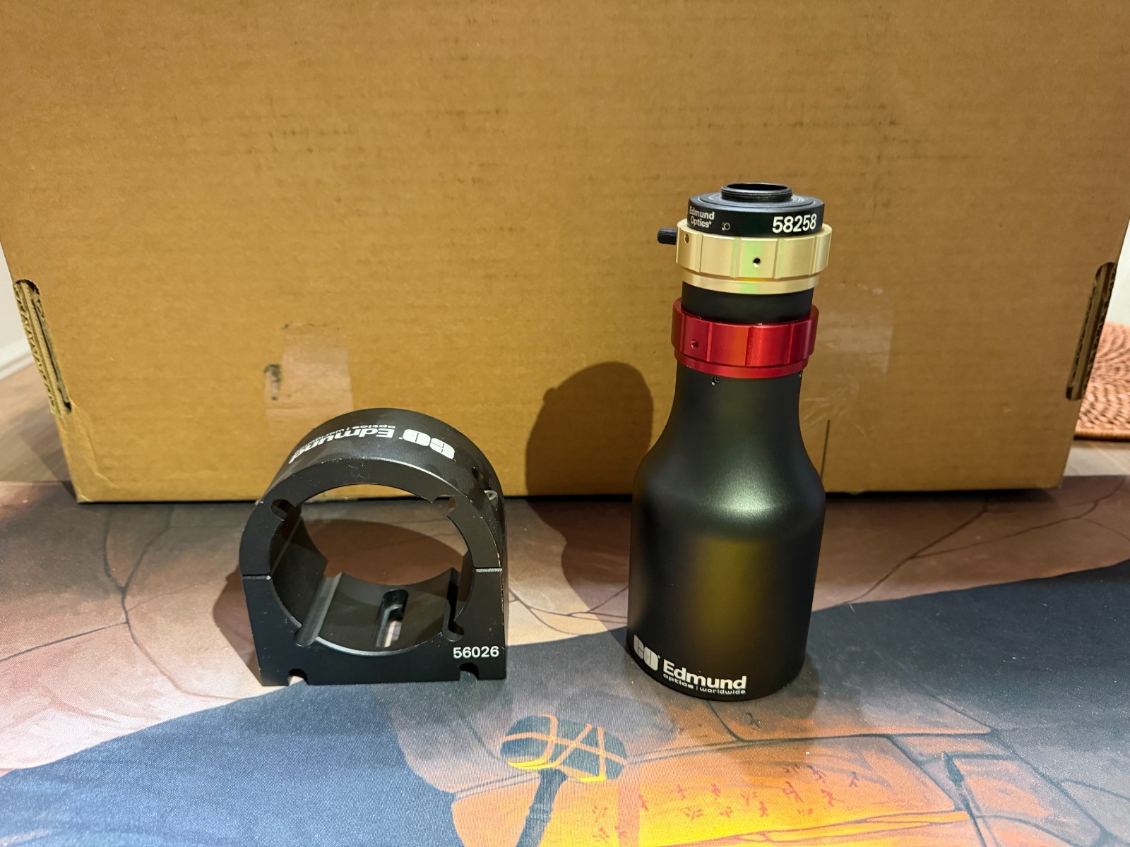 Edmund Optics 58-258 0.18X GoldTL Telecentric Lens w/ 56-026 Mount Stand