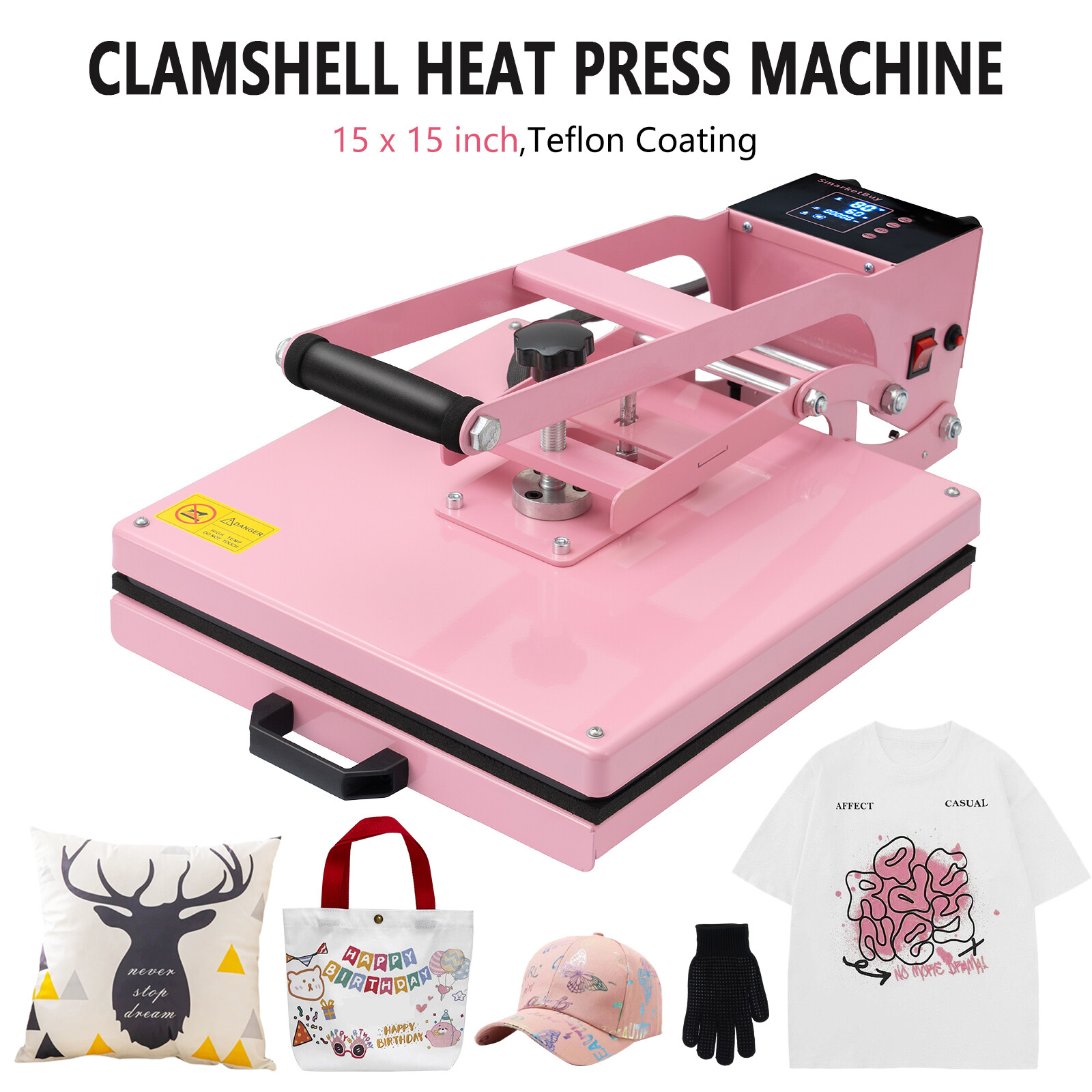 15″x15″ Digital Clamshell T-shirt Heat Press Machine Transfer Sublimation Print