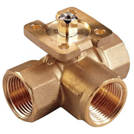 Johnson Controls Vg1845an Hvac Ball Valve, Three-Way, Brass, 1/2 In