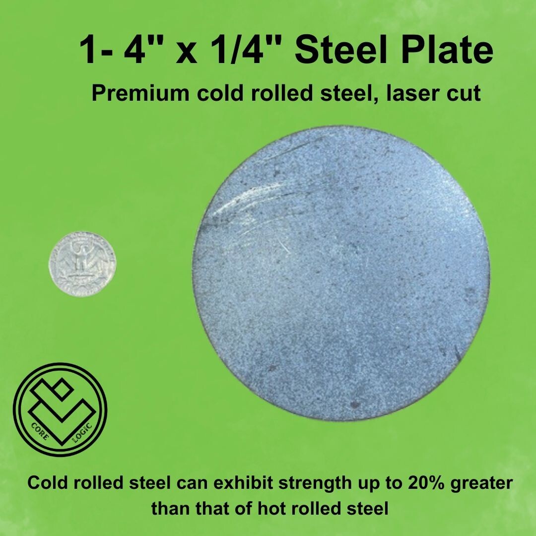 (4) -1/4″ Round Steel Plates, 4″ diameter, Cold Rolled Steel, Disk, Circle