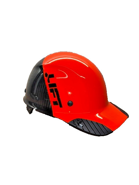 LIFT SAFETY-CAP STYLE-CARBON FIBER-50/50 HI-VIZ ORANGE & BLACK-ANSI CLASS C