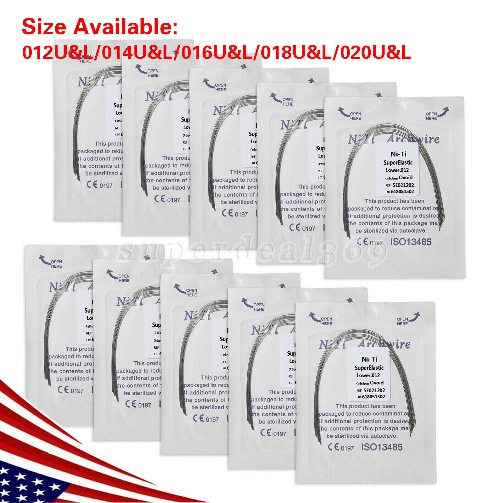 1/10packs Dental Orthodontic Brackets Braces /Supper Elastic Niti Arch Wires OR
