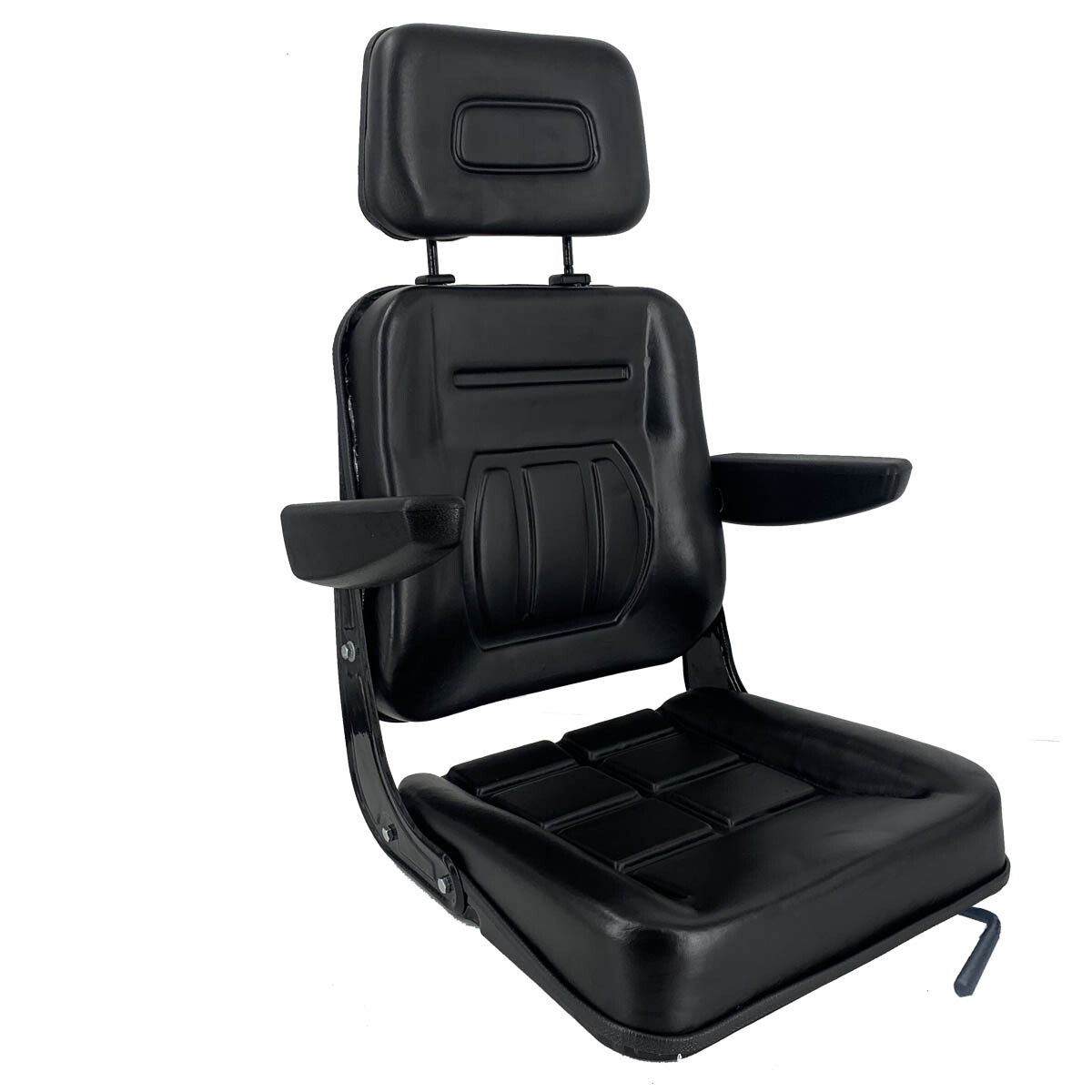 High Back Tractor Seat Suspension Lawn Mower Seat with Armrest & Slidable Track