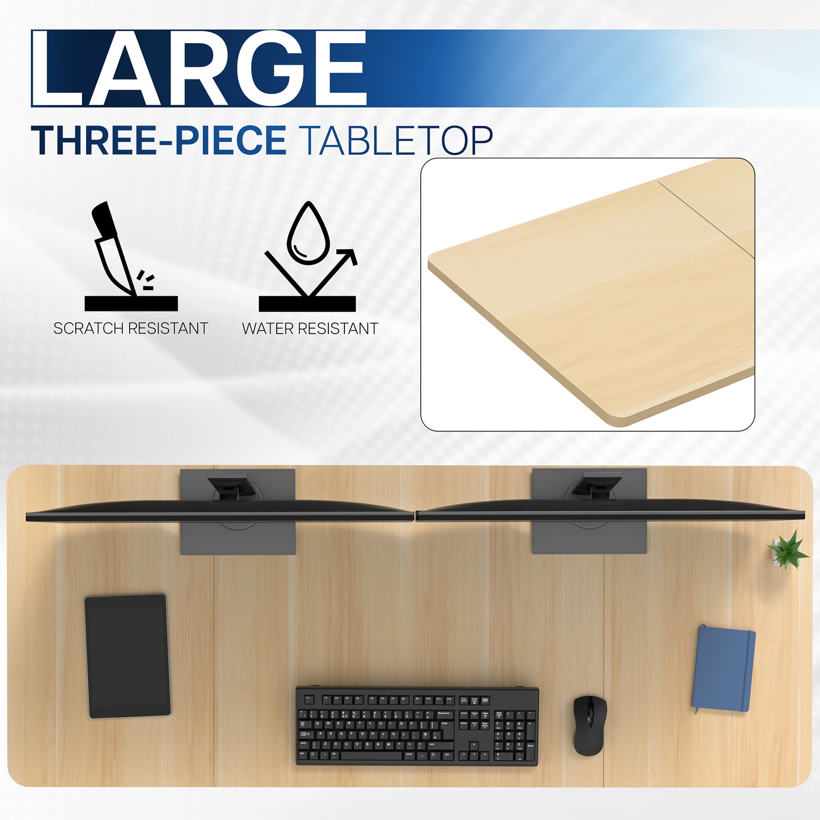 VIVO Light Wood 60 x 24 inch Universal Table Top for Sit to Stand Desk Frames