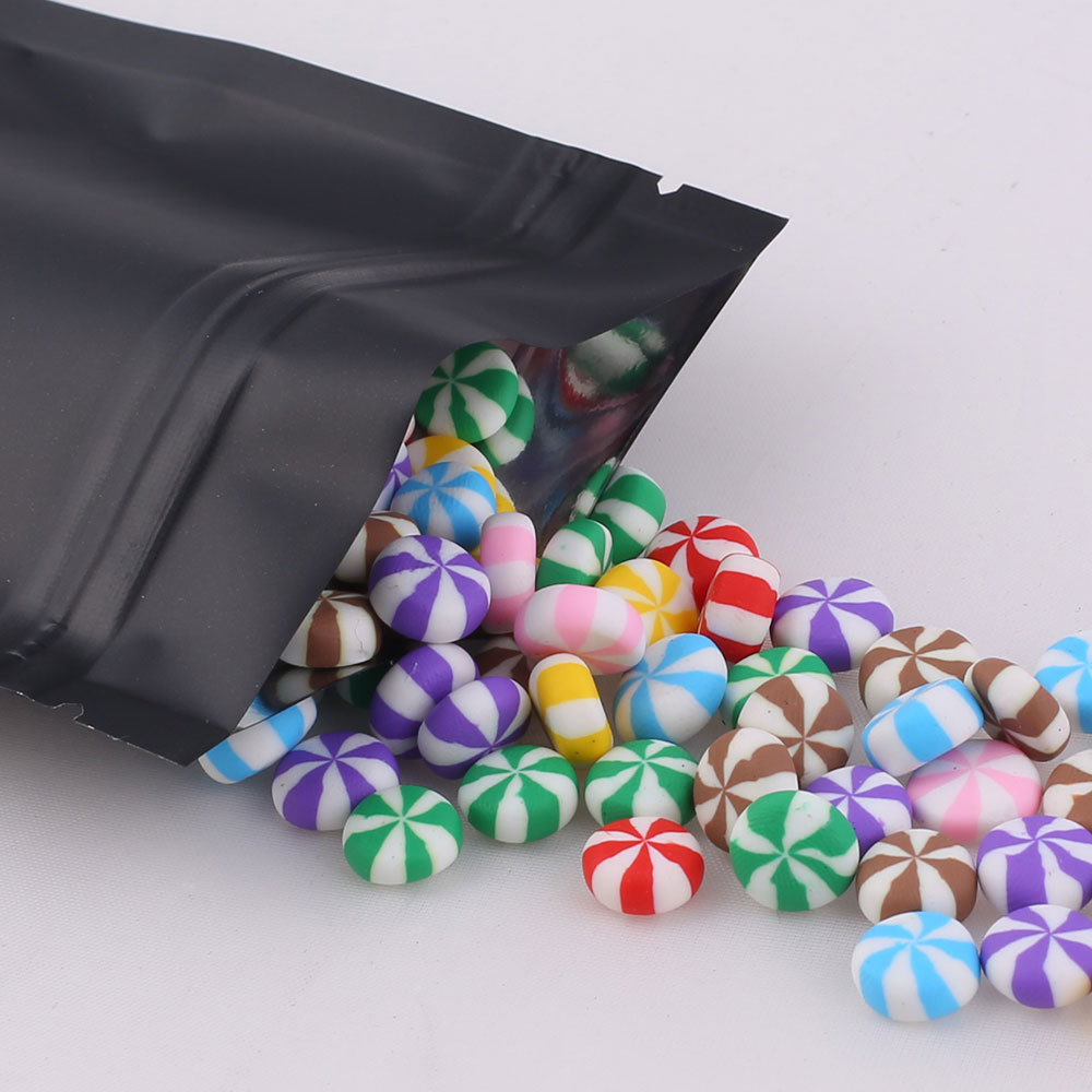 Multiple Sizes Double-Sided Matte Black Foil Mylar Flat Zip Lock Pouch Bag B01