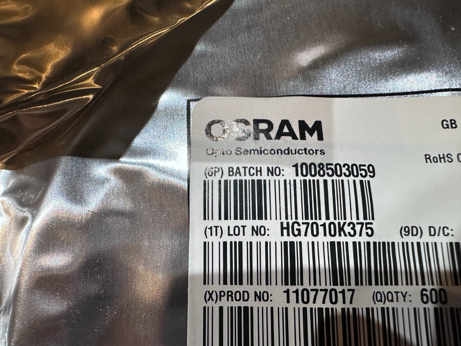Osram GB DASPA1.13-DTEP-24-1-100-R18 Opto Semiconductors (Lot of 600)