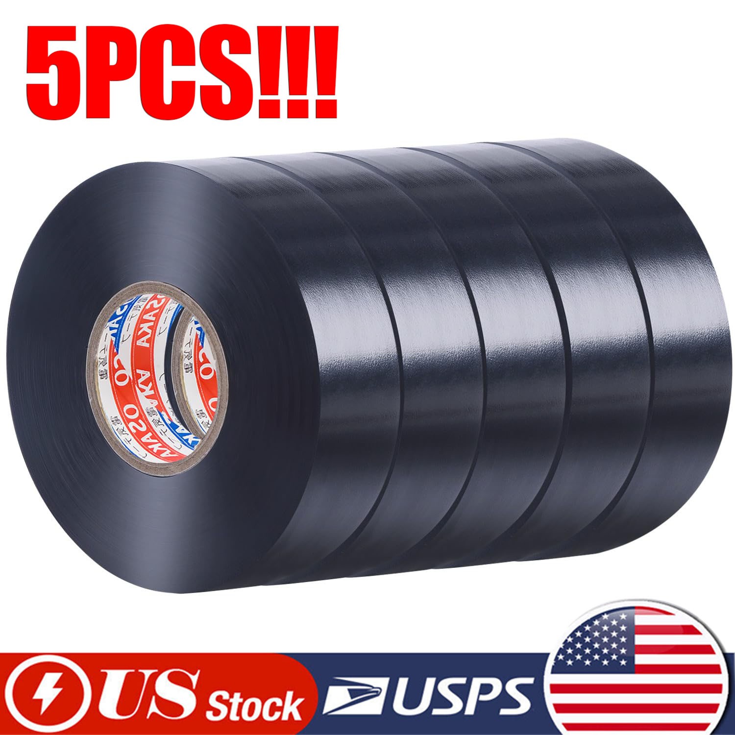 Electrical Tape Wiring Harness wire (5-Pack, Black, 3/4″ W x 20ft L) auto truck