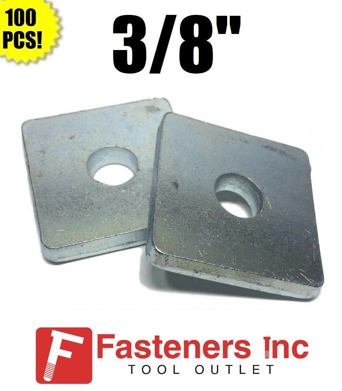 (QTY 100) 3/8″ X 1-5/8″ X 1-5/8″ Square Washers for Unistrut Channel #4601 P1063