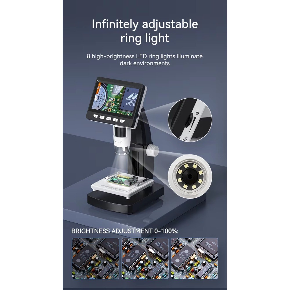 New 4.3 Inch LCD Digital Microscope 1000X HD Magnifier for Circuit Repair
