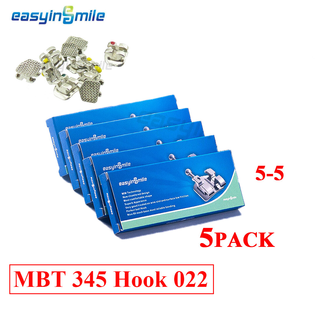 Dental Braces Orthodontic Mini Roth MBT 022 018 Hooks 3/345 Brackets MIM 10Pack